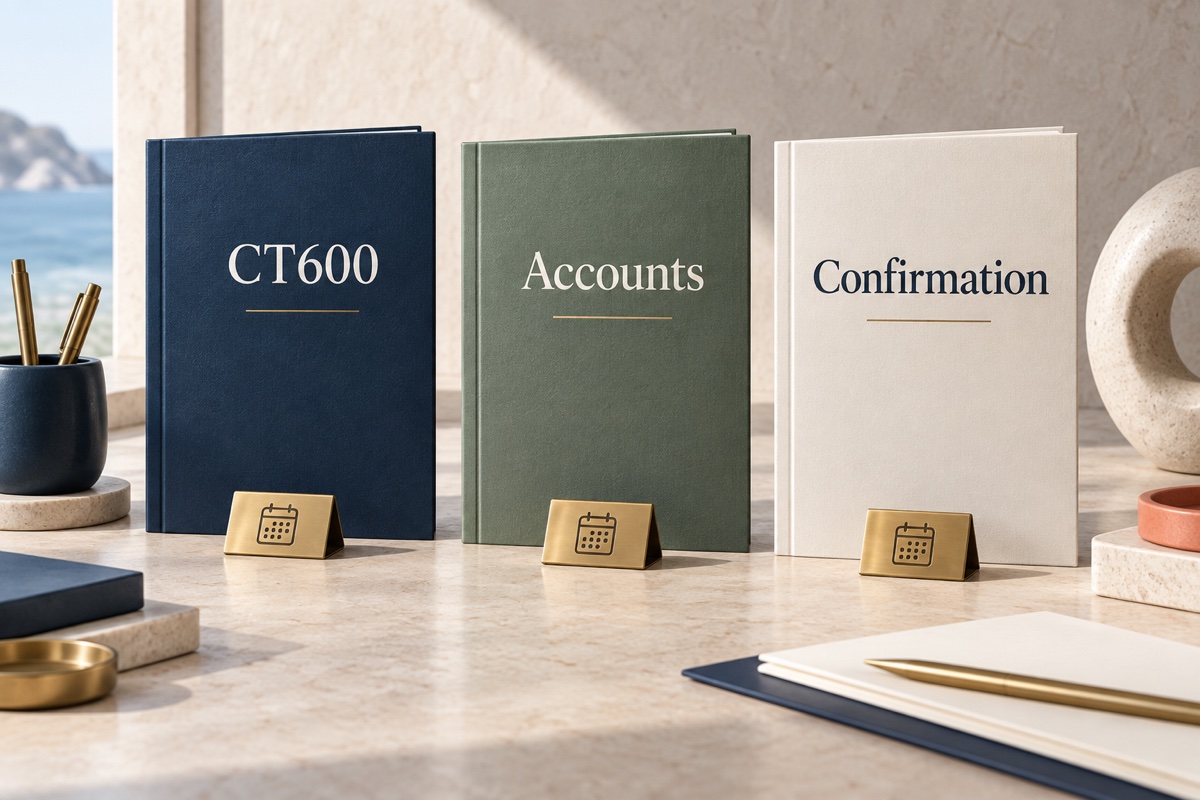 Three separate company-filing booklets with their own deadline markers.